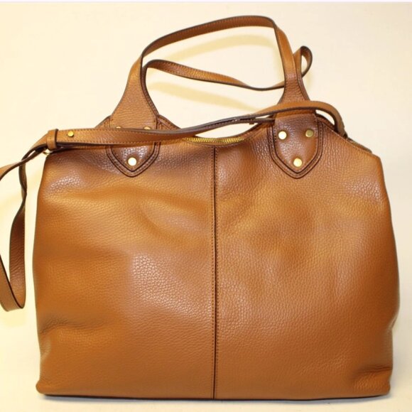 Banana Republic Carryall Bag Nutmeg Leather Hobo Tote Satchel - Picture 1 of 5